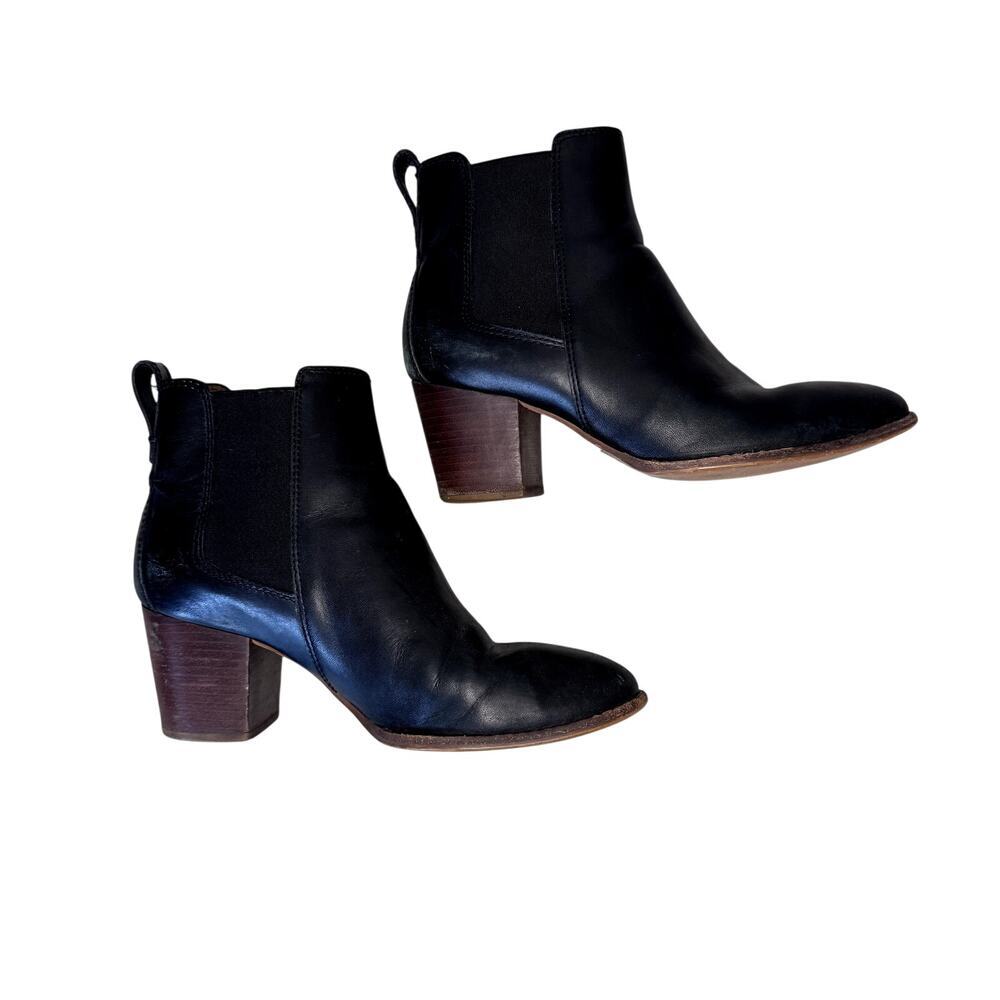 Black Leather Madewell Ankle Boots Booties Women's Size 7